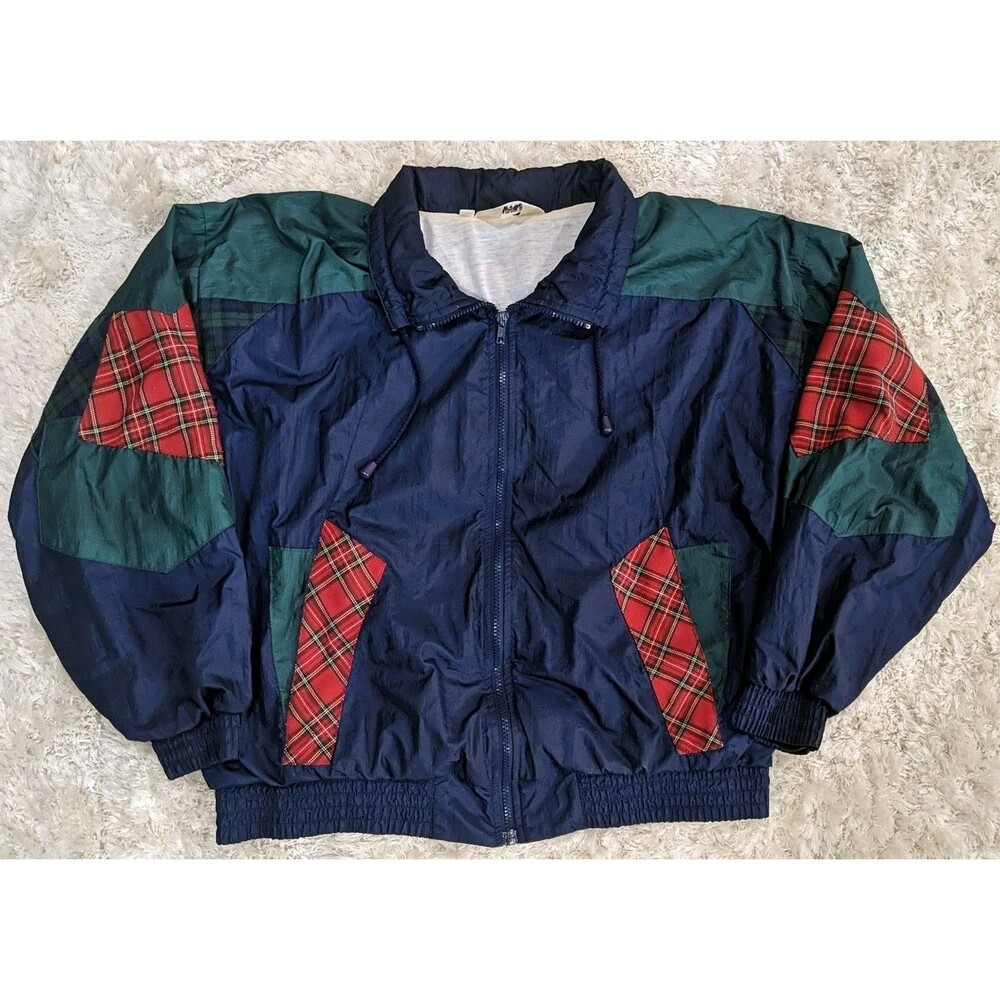 Vintage London Fog Windbreaker Jacket Coat Size Large Unisex Plaid 80s 90s